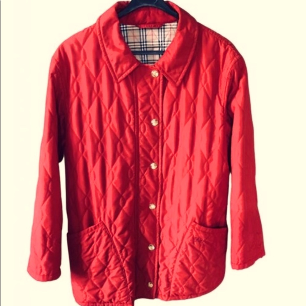 Red Burberry Quilted Jacket